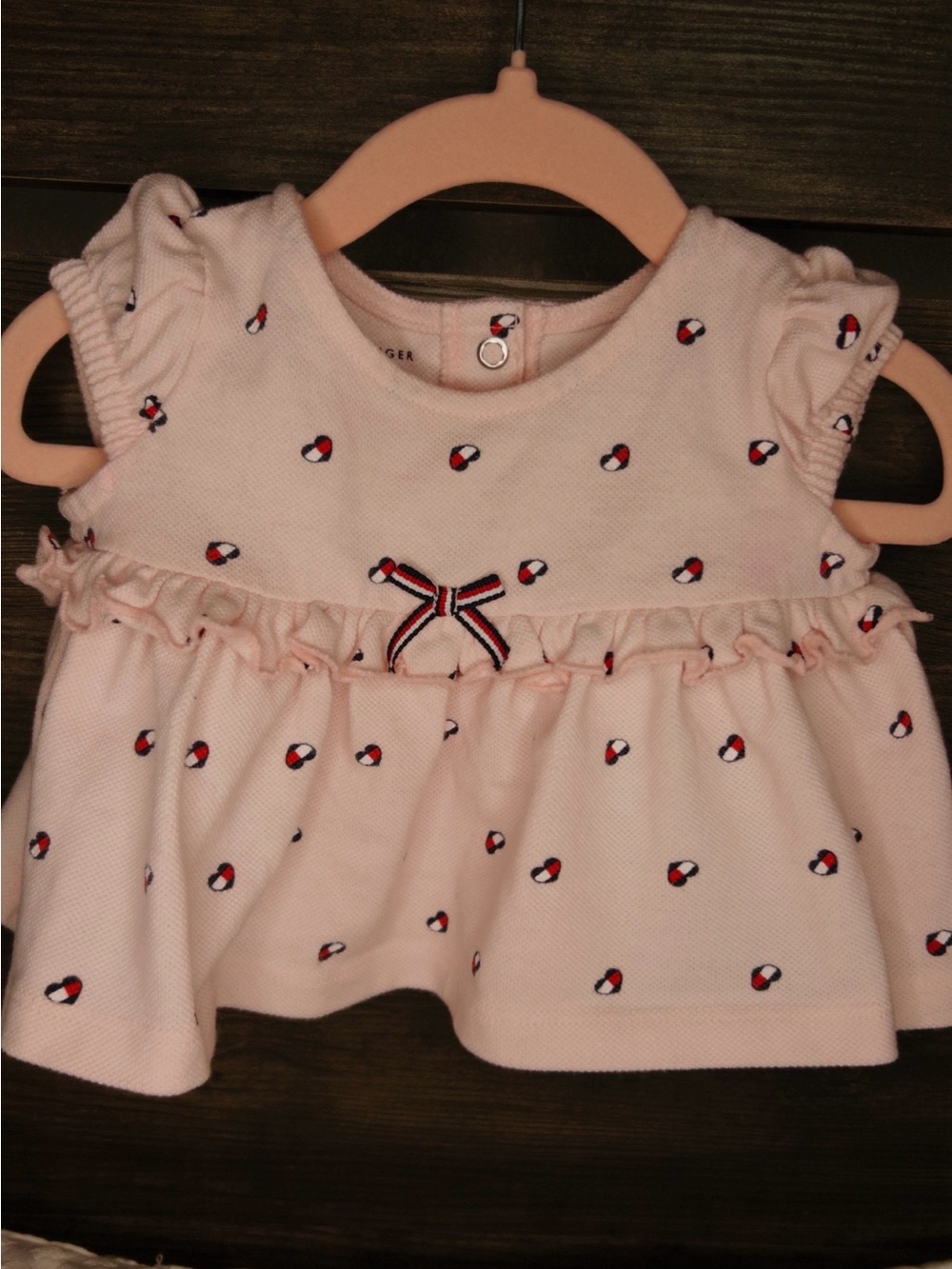 Unbranded Pink Baby Peplum Top with Nautical Dot Print